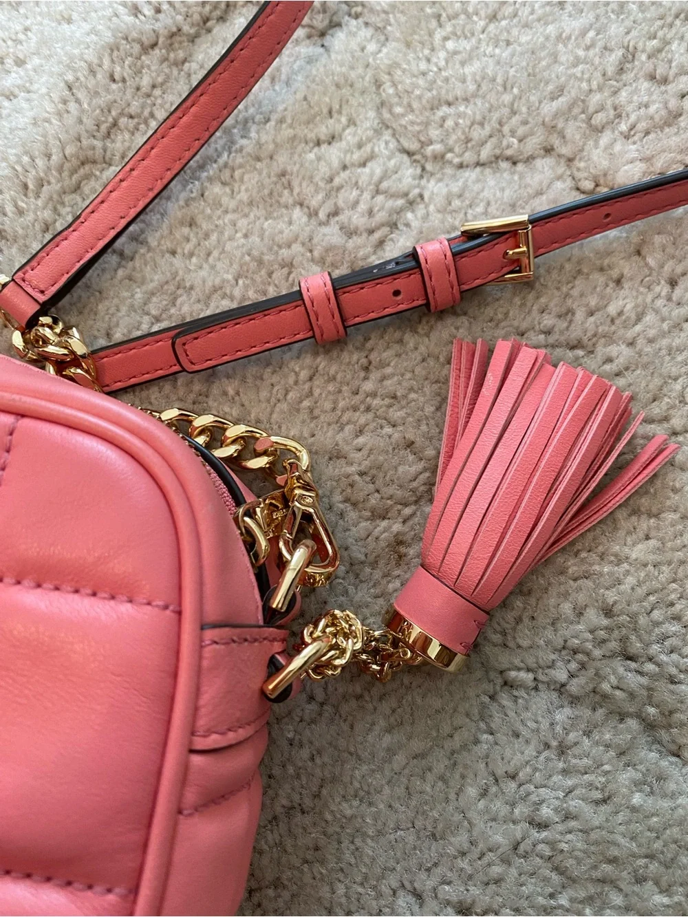 Michael Kors Pink Quilted Crossbody with Tassel